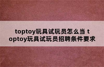 toptoy玩具试玩员怎么当 toptoy玩具试玩员招聘条件要求